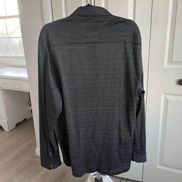 Bugatchi Spread Collar Button Up Shirt Men's 2-X Large Black Long Sleeve - Picture 8 of 10